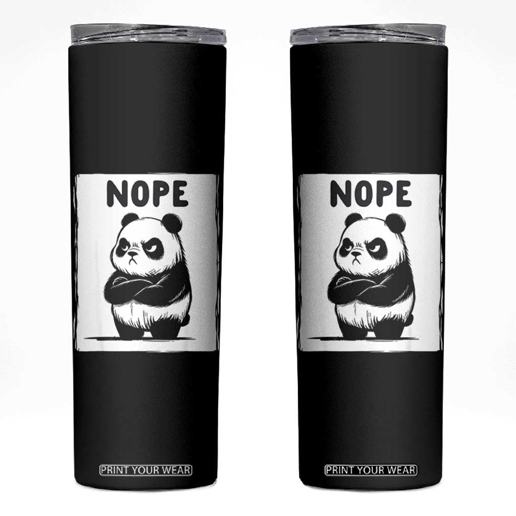 Grumpy Panda Says Nope Skinny Tumbler Japanese Aesthetic Panda Bear Graphic TS12 Black Print Your Wear