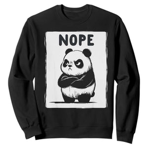 Grumpy Panda Says Nope Sweatshirt Japanese Aesthetic Panda Bear Graphic TS12 Black Print Your Wear