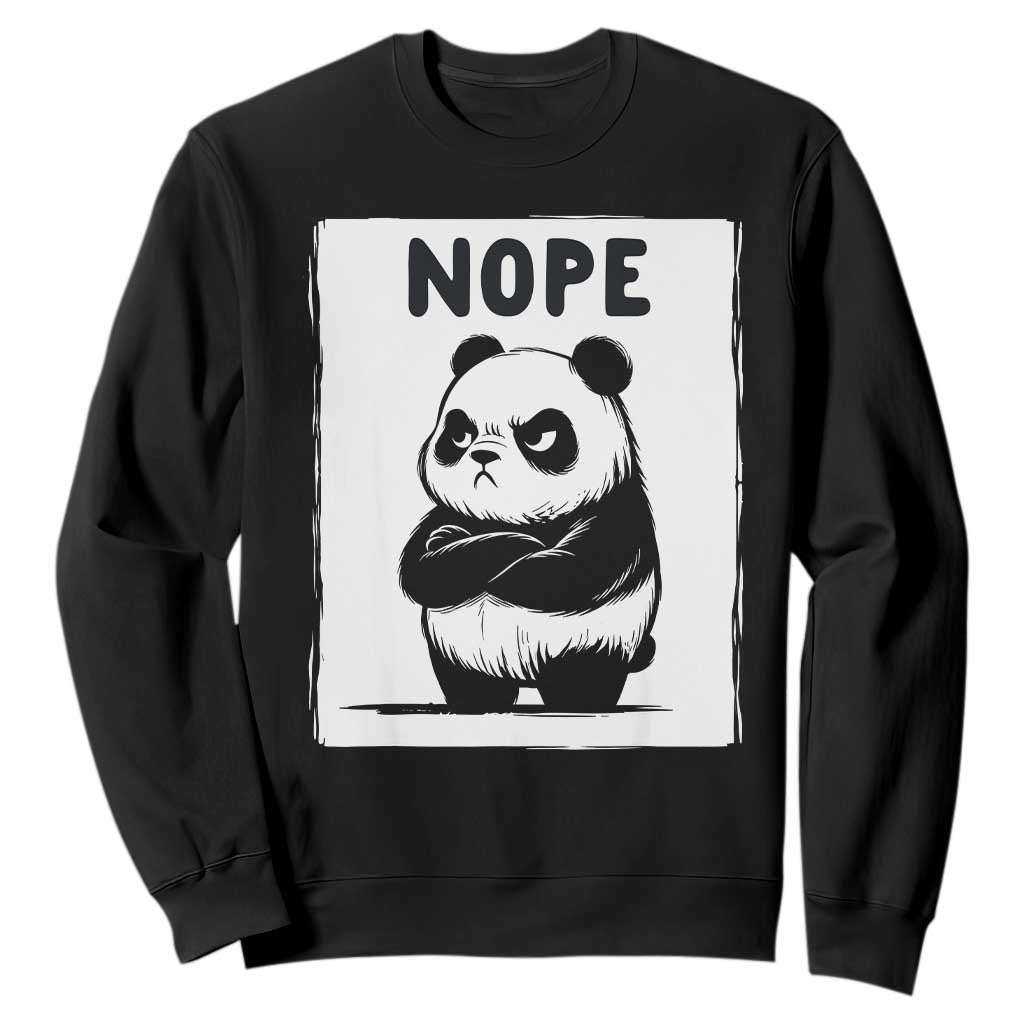Grumpy Panda Says Nope Sweatshirt Japanese Aesthetic Panda Bear Graphic TS12 Black Print Your Wear