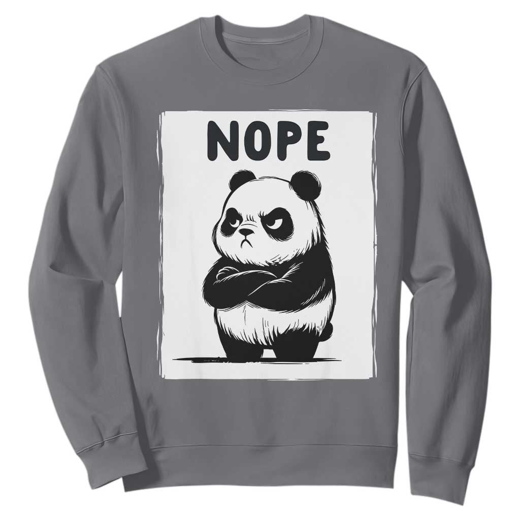 Grumpy Panda Says Nope Sweatshirt Japanese Aesthetic Panda Bear Graphic TS12 Charcoal Print Your Wear