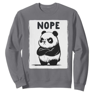Grumpy Panda Says Nope Sweatshirt Japanese Aesthetic Panda Bear Graphic TS12 Charcoal Print Your Wear