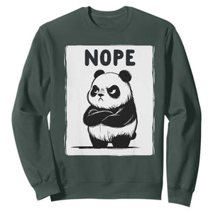 Grumpy Panda Says Nope Sweatshirt Japanese Aesthetic Panda Bear Graphic TS12 Dark Forest Green Print Your Wear