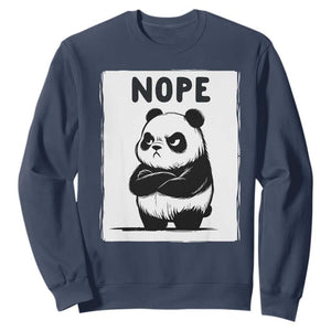 Grumpy Panda Says Nope Sweatshirt Japanese Aesthetic Panda Bear Graphic TS12 Navy Print Your Wear