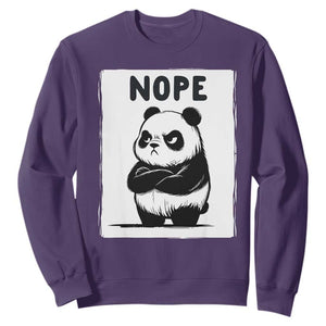 Grumpy Panda Says Nope Sweatshirt Japanese Aesthetic Panda Bear Graphic TS12 Purple Print Your Wear
