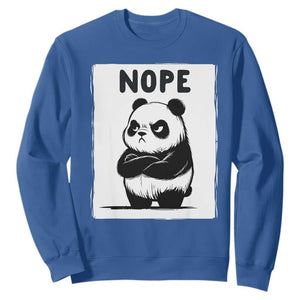 Grumpy Panda Says Nope Sweatshirt Japanese Aesthetic Panda Bear Graphic TS12 Royal Blue Print Your Wear