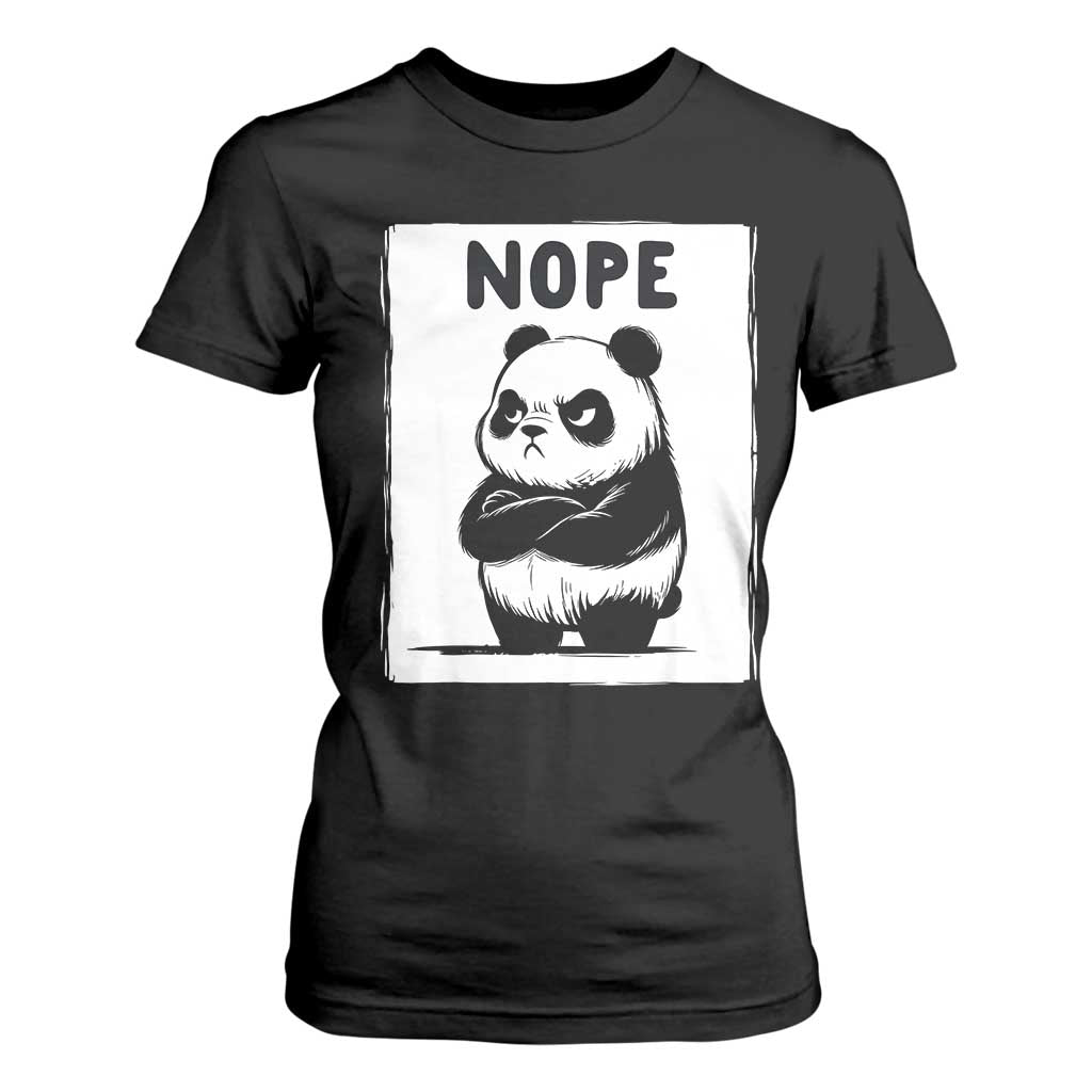 Grumpy Panda Says Nope T Shirt For Women Japanese Aesthetic Panda Bear Graphic TS12 Black Print Your Wear