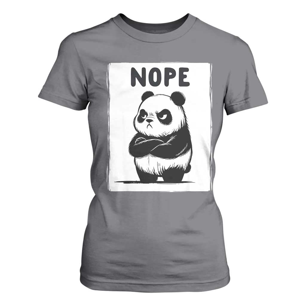 Grumpy Panda Says Nope T Shirt For Women Japanese Aesthetic Panda Bear Graphic TS12 Charcoal Print Your Wear