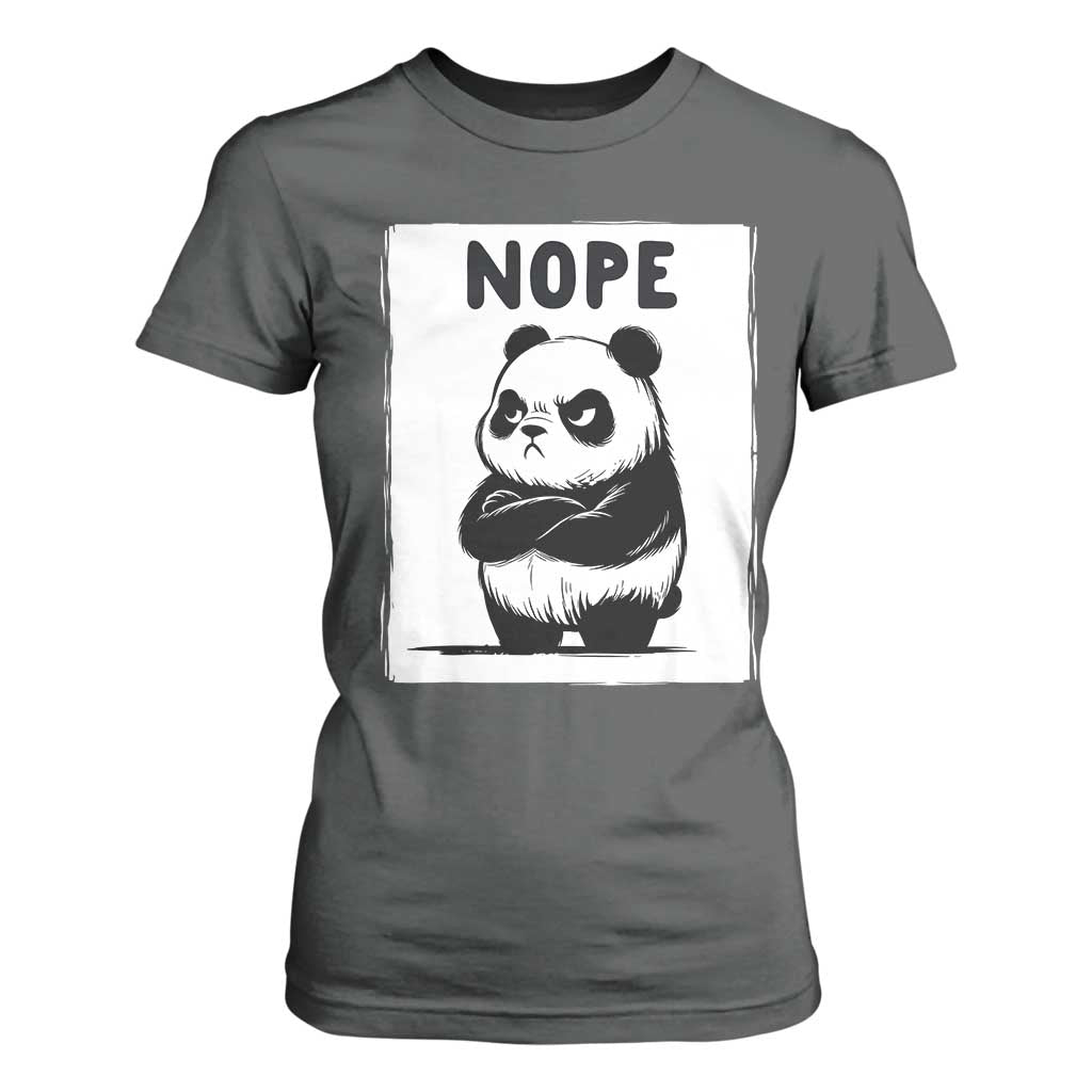 Grumpy Panda Says Nope T Shirt For Women Japanese Aesthetic Panda Bear Graphic TS12 Dark Heather Print Your Wear