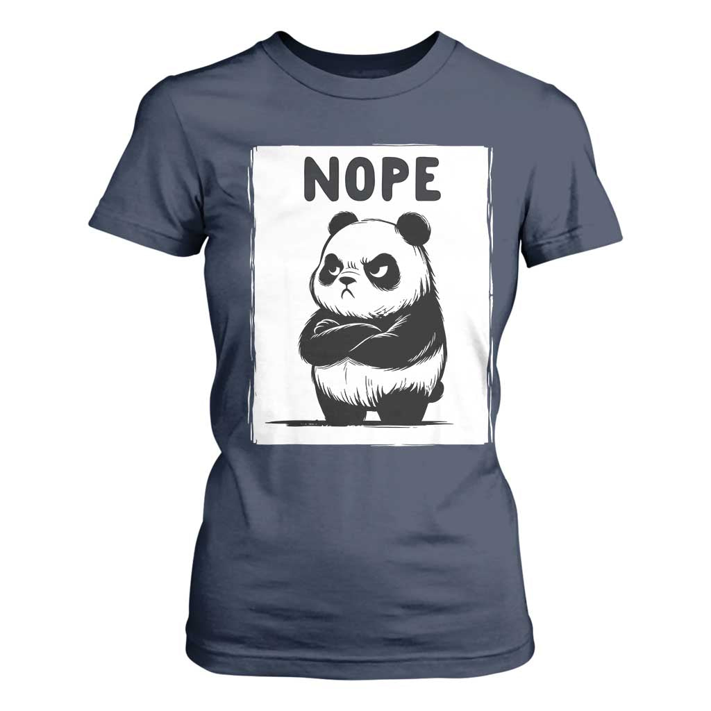 Grumpy Panda Says Nope T Shirt For Women Japanese Aesthetic Panda Bear Graphic TS12 Navy Print Your Wear