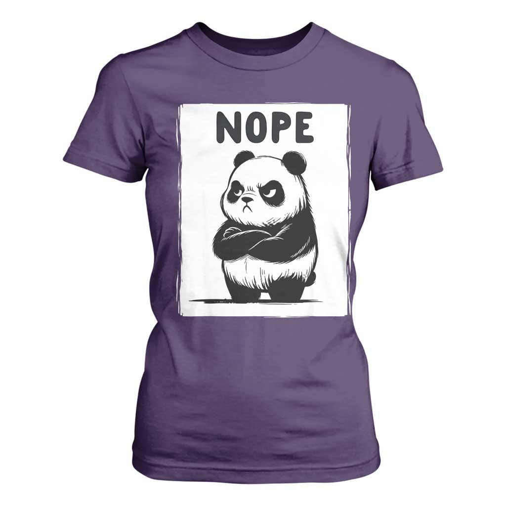 Grumpy Panda Says Nope T Shirt For Women Japanese Aesthetic Panda Bear Graphic TS12 Purple Print Your Wear