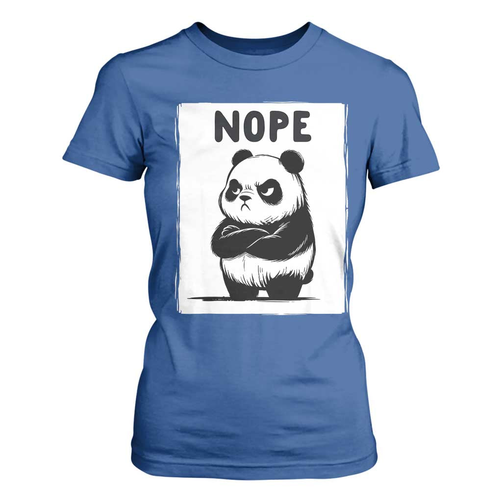 Grumpy Panda Says Nope T Shirt For Women Japanese Aesthetic Panda Bear Graphic TS12 Royal Blue Print Your Wear