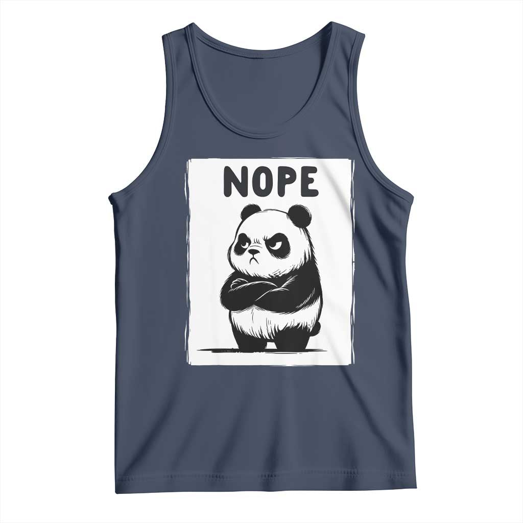 Grumpy Panda Says Nope Tank Top Japanese Aesthetic Panda Bear Graphic TS12 Navy Print Your Wear