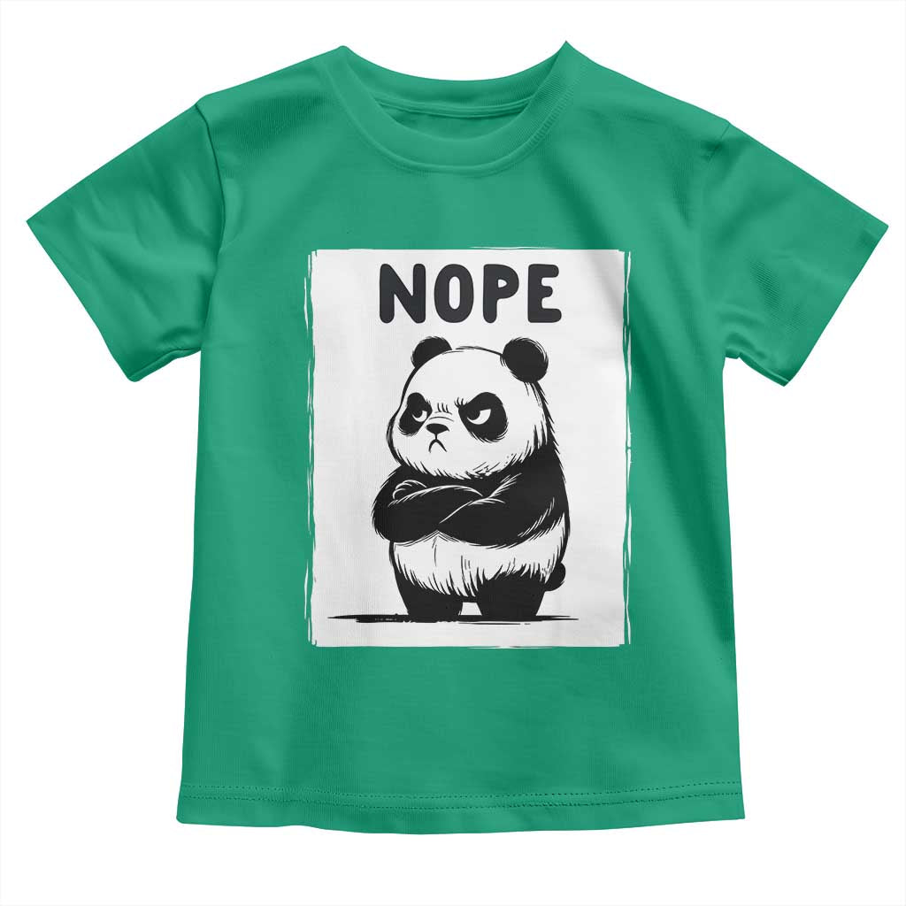 Grumpy Panda Says Nope Toddler T Shirt Japanese Aesthetic Panda Bear Graphic TS12 Irish Green Print Your Wear