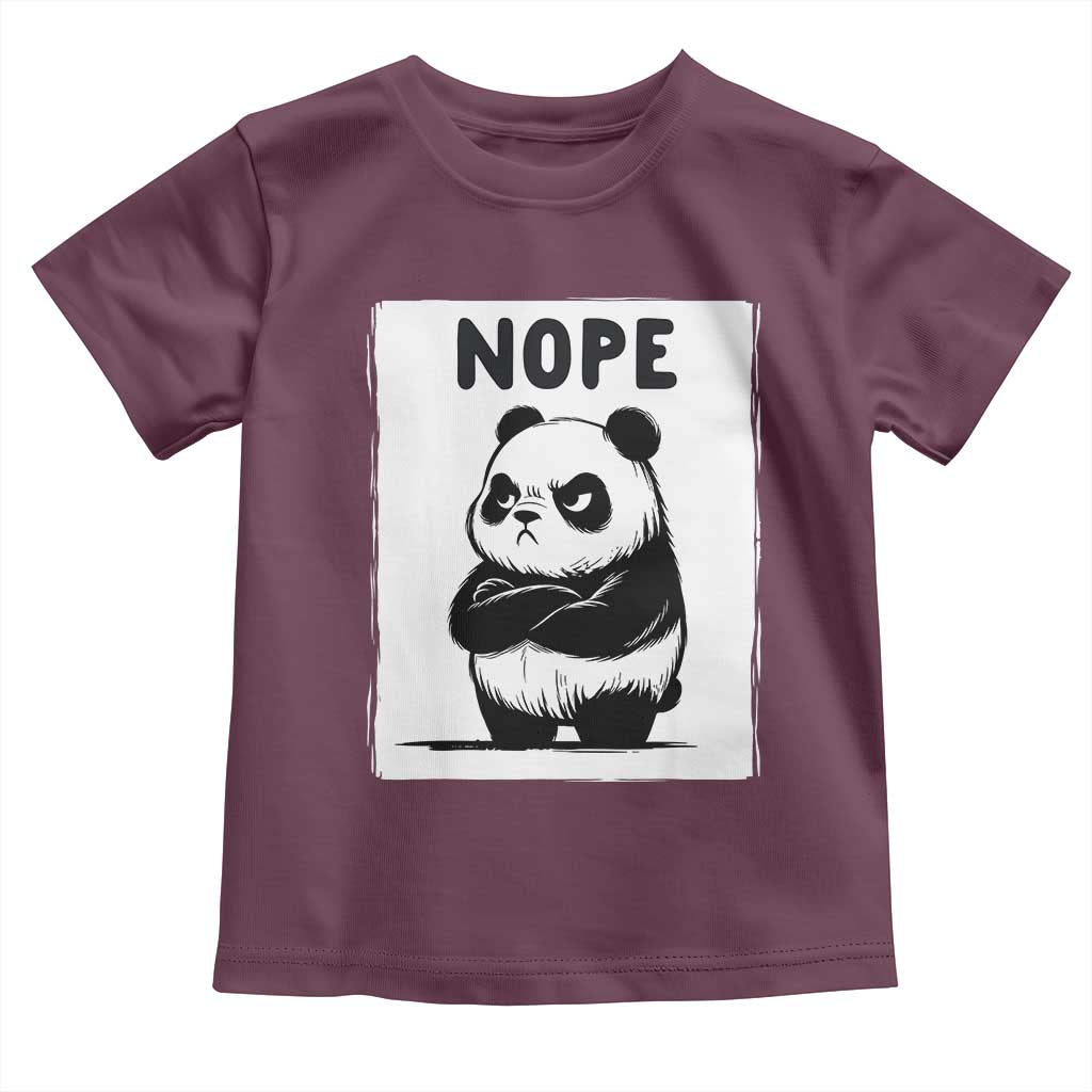 Grumpy Panda Says Nope Toddler T Shirt Japanese Aesthetic Panda Bear Graphic TS12 Maroon Print Your Wear