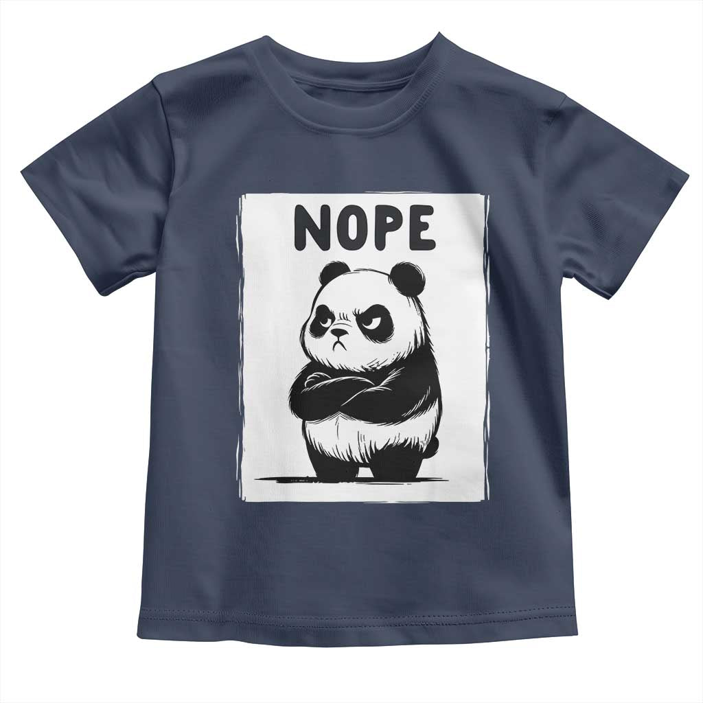 Grumpy Panda Says Nope Toddler T Shirt Japanese Aesthetic Panda Bear Graphic TS12 Navy Print Your Wear