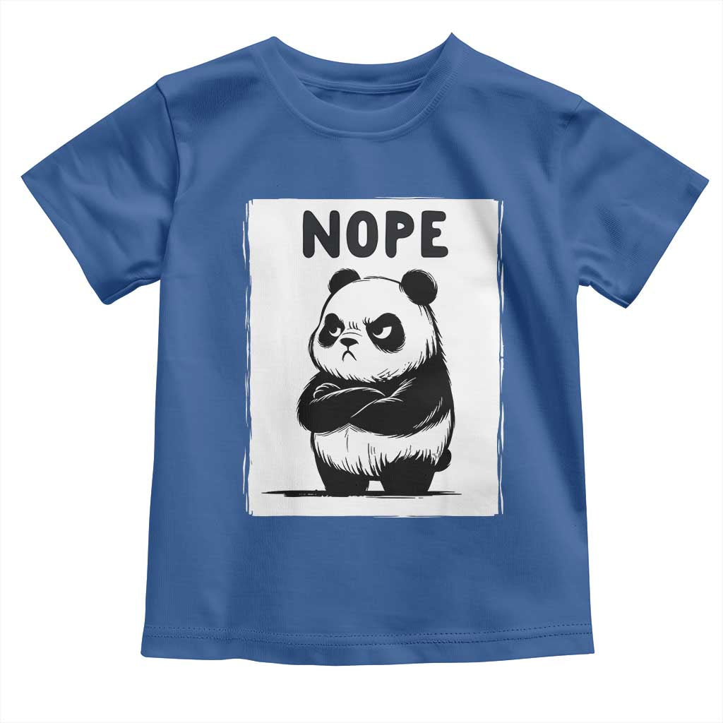 Grumpy Panda Says Nope Toddler T Shirt Japanese Aesthetic Panda Bear Graphic TS12 Royal Blue Print Your Wear