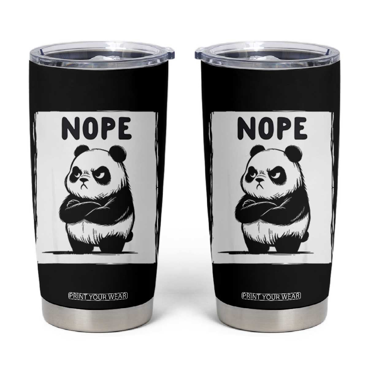 Grumpy Panda Says Nope Tumbler Cup Japanese Aesthetic Panda Bear Graphic TS12 Black Print Your Wear