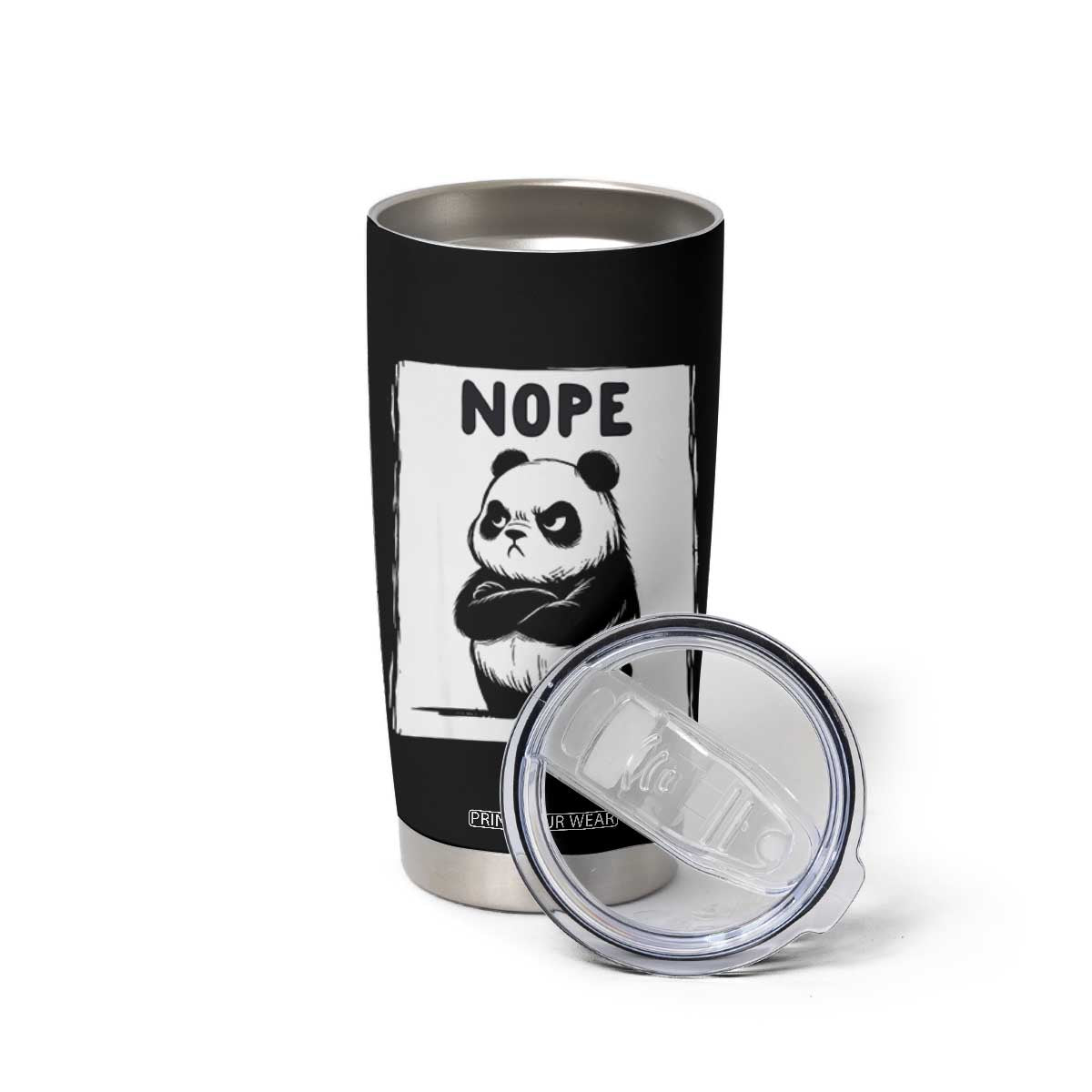 Grumpy Panda Says Nope Tumbler Cup Japanese Aesthetic Panda Bear Graphic TS12 Print Your Wear