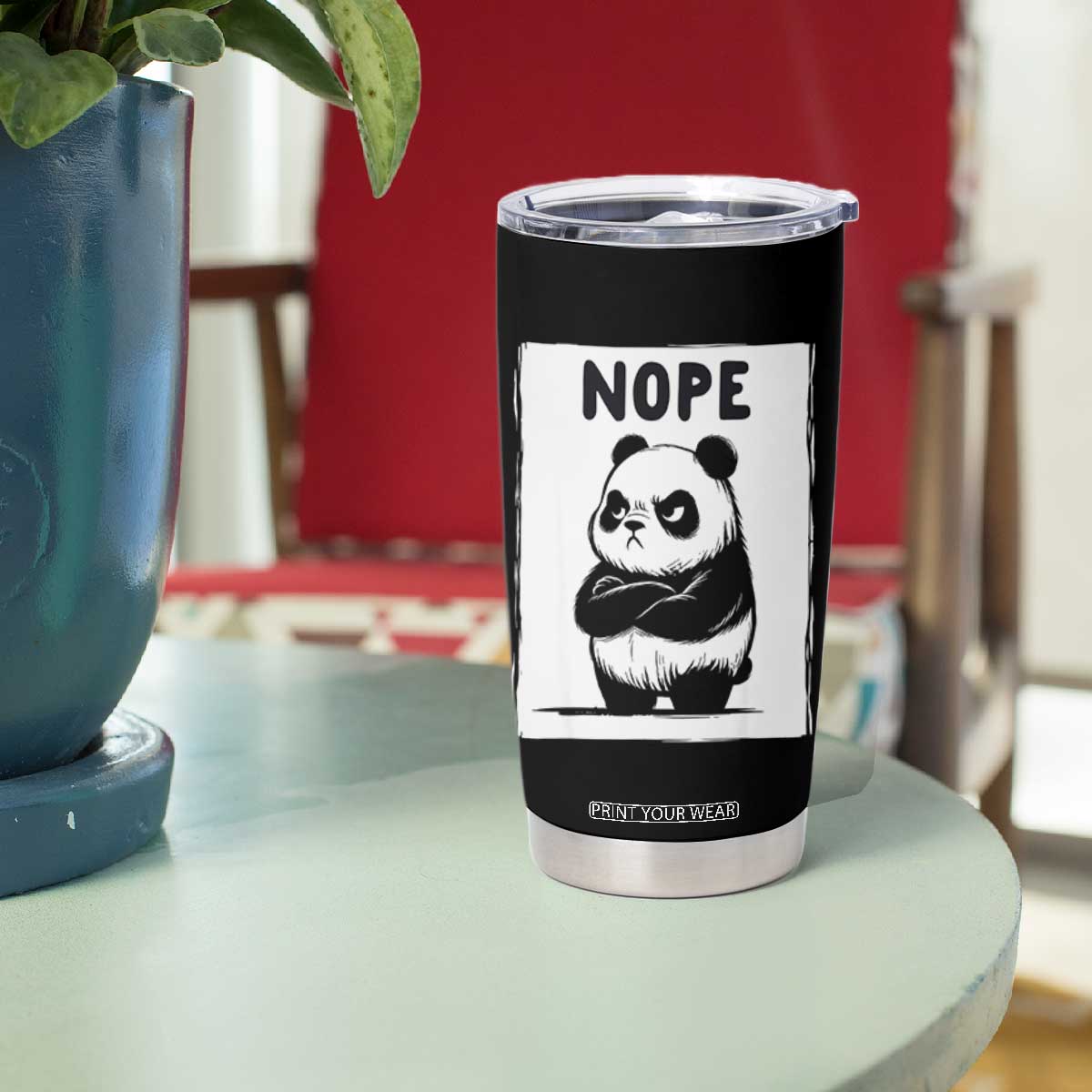 Grumpy Panda Says Nope Tumbler Cup Japanese Aesthetic Panda Bear Graphic TS12 Print Your Wear