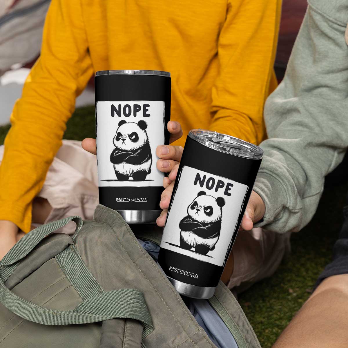 Grumpy Panda Says Nope Tumbler Cup Japanese Aesthetic Panda Bear Graphic TS12 Print Your Wear