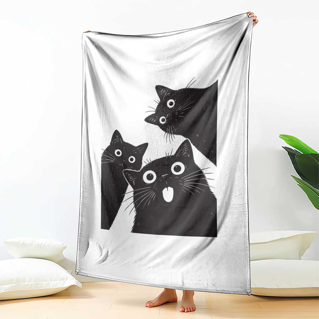 Funny Japanese Black Cat Is Watching You Throw Blanket Cat Lover TS12 Print Your Wear