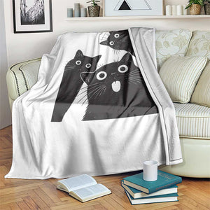 Funny Japanese Black Cat Is Watching You Throw Blanket Cat Lover TS12 Print Your Wear