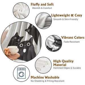 Funny Japanese Black Cat Is Watching You Throw Blanket Cat Lover TS12 Print Your Wear