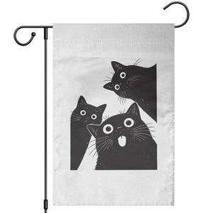 Funny Japanese Black Cat Is Watching You Garden Flag Cat Lover TS12 White Print Your Wear