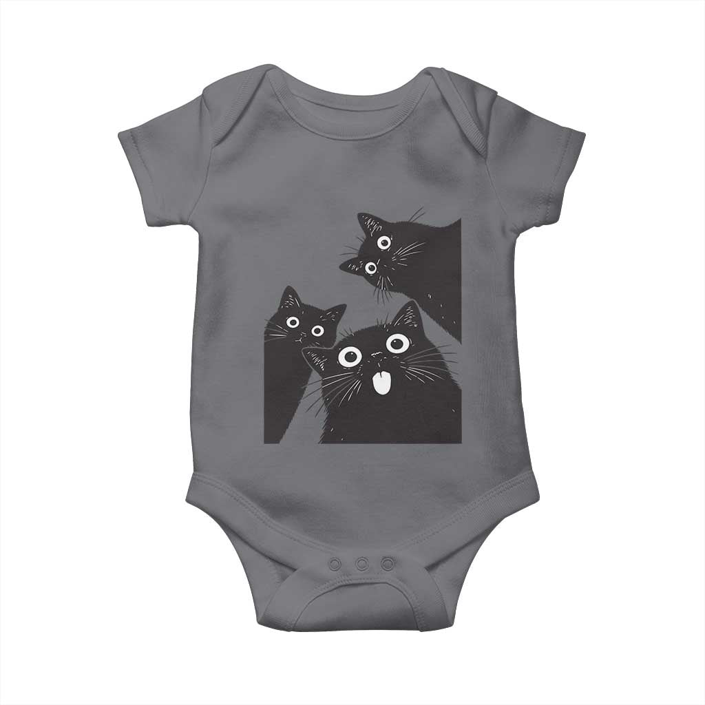 Funny Japanese Black Cat Is Watching You Baby Onesie Cat Lover TS12 Charcoal Print Your Wear