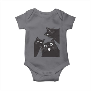 Funny Japanese Black Cat Is Watching You Baby Onesie Cat Lover TS12 Charcoal Print Your Wear