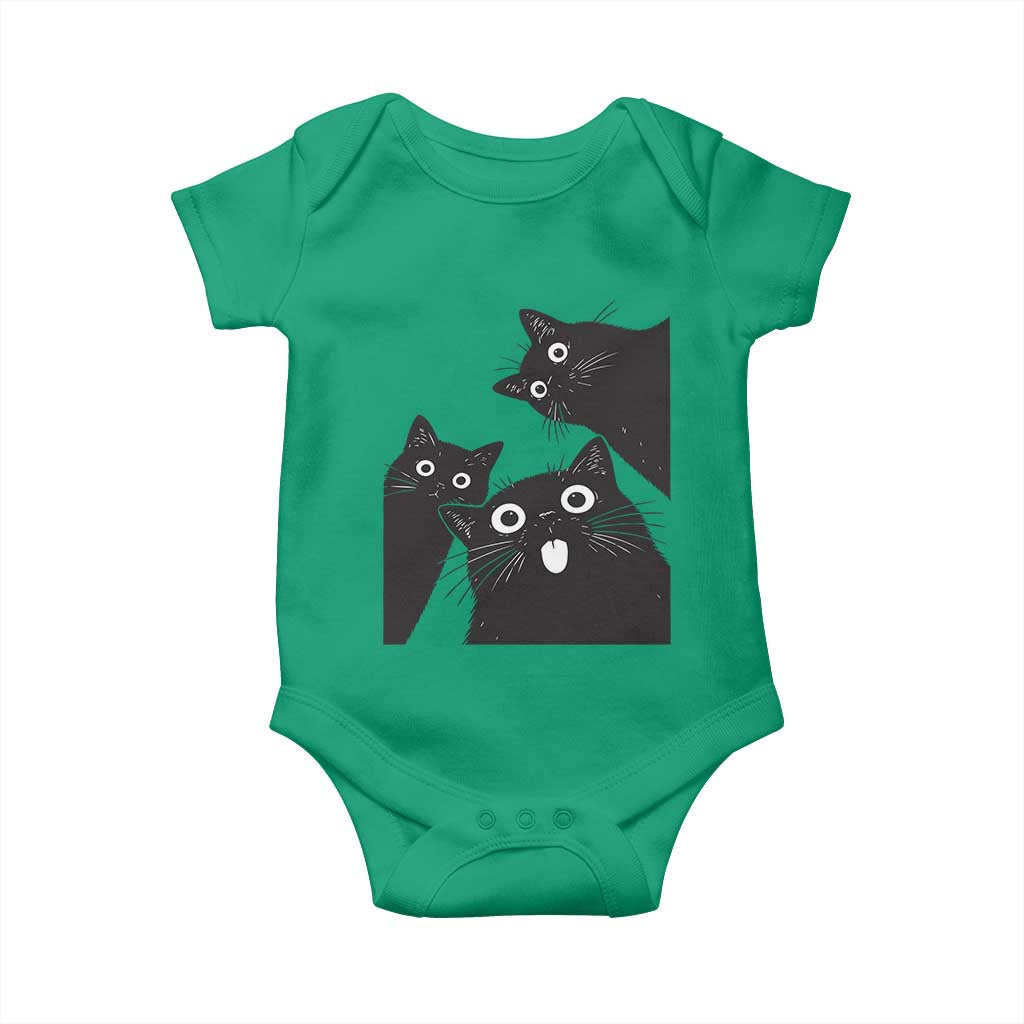 Funny Japanese Black Cat Is Watching You Baby Onesie Cat Lover TS12 Irish Green Print Your Wear