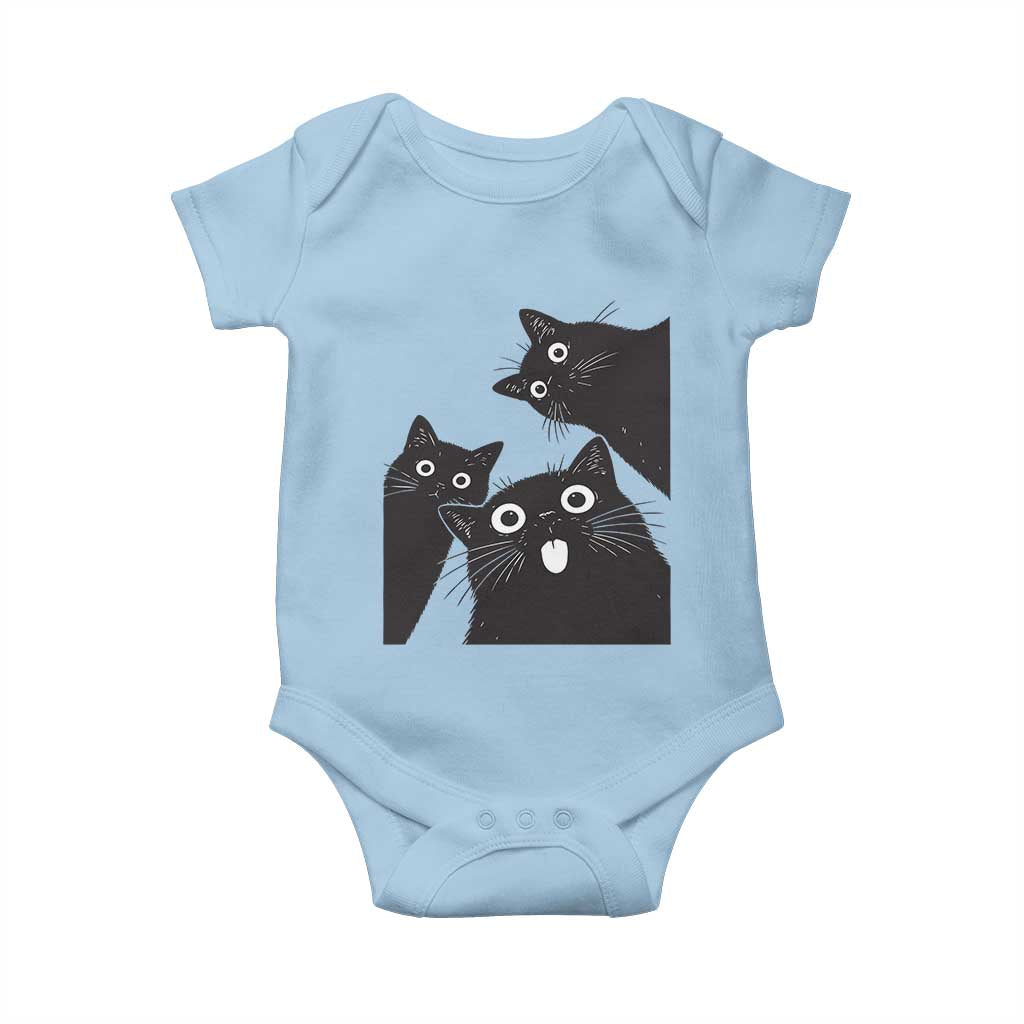 Funny Japanese Black Cat Is Watching You Baby Onesie Cat Lover TS12 Light Blue Print Your Wear
