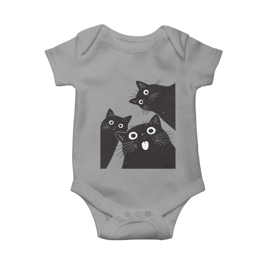 Funny Japanese Black Cat Is Watching You Baby Onesie Cat Lover TS12 Sport Gray Print Your Wear