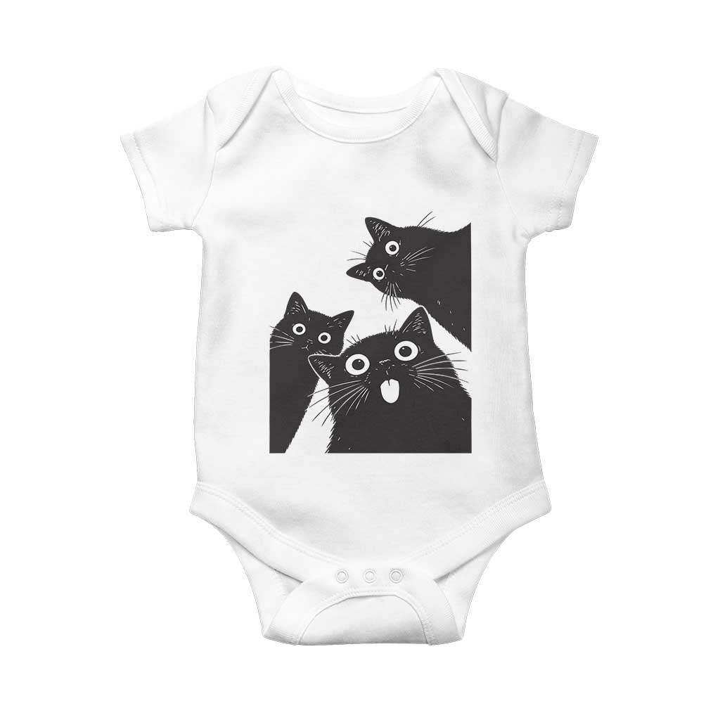 Funny Japanese Black Cat Is Watching You Baby Onesie Cat Lover TS12 White Print Your Wear