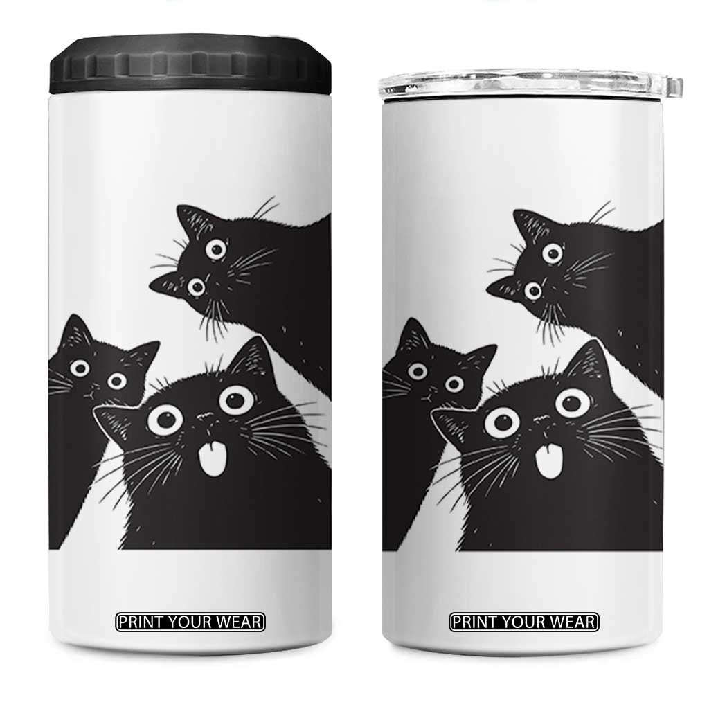 Funny Japanese Black Cat Is Watching You 4 in 1 Can Cooler Tumbler Cat Lover TS12 One Size: 16 oz White Print Your Wear