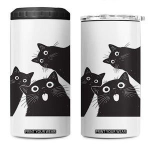 Funny Japanese Black Cat Is Watching You 4 in 1 Can Cooler Tumbler Cat Lover TS12 One Size: 16 oz White Print Your Wear