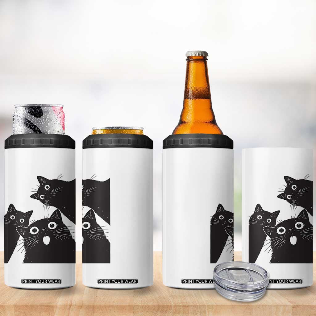 Funny Japanese Black Cat Is Watching You 4 in 1 Can Cooler Tumbler Cat Lover TS12 Print Your Wear