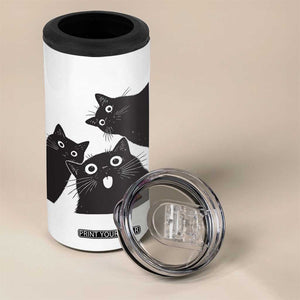 Funny Japanese Black Cat Is Watching You 4 in 1 Can Cooler Tumbler Cat Lover TS12 Print Your Wear