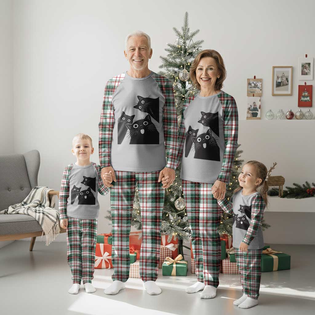 Funny Japanese Black Cat Is Watching You Plaid Pajama Set Cat Lover TS12 Christmas Plaid Print Your Wear