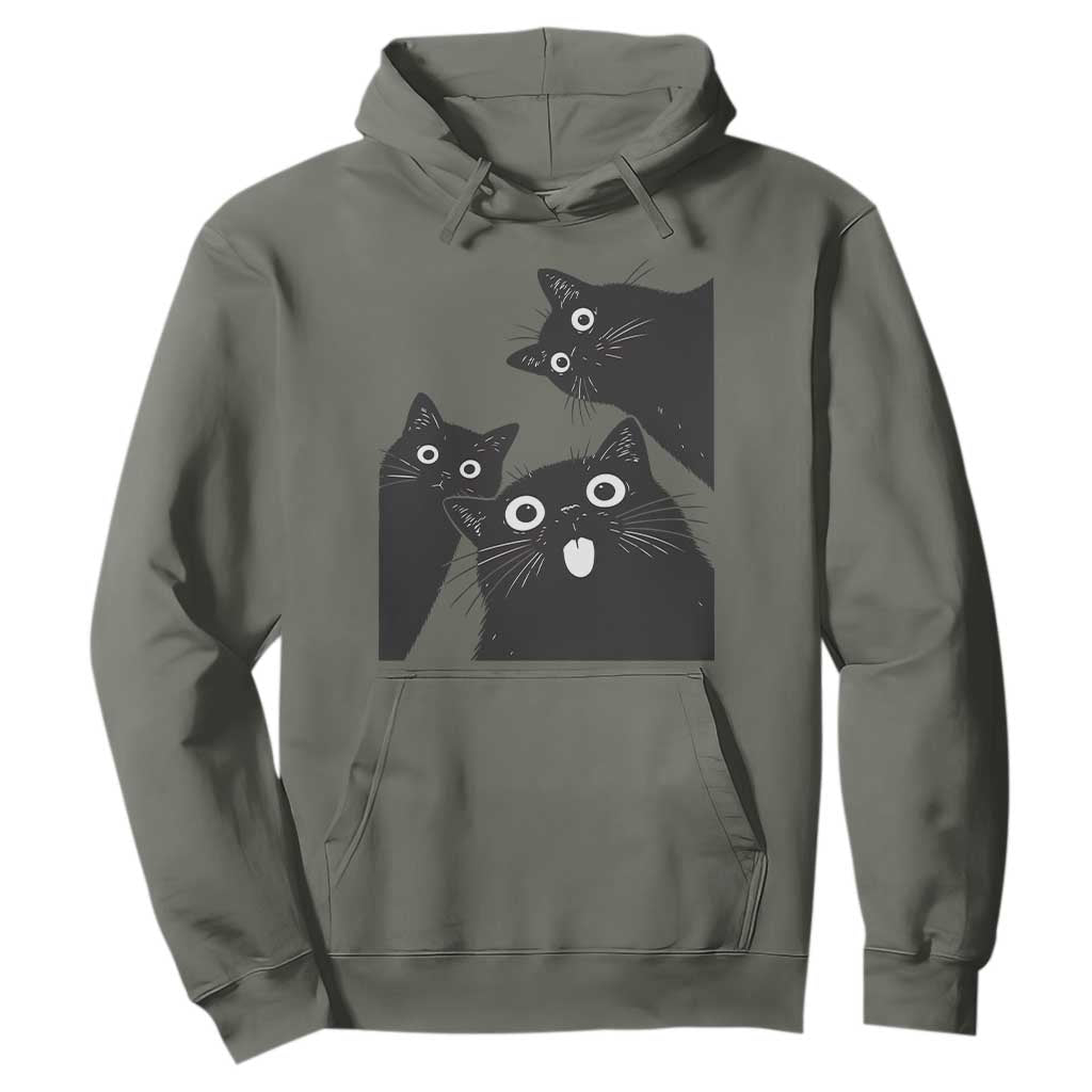 Funny Japanese Black Cat Is Watching You Hoodie Cat Lover TS12 Military Green Print Your Wear