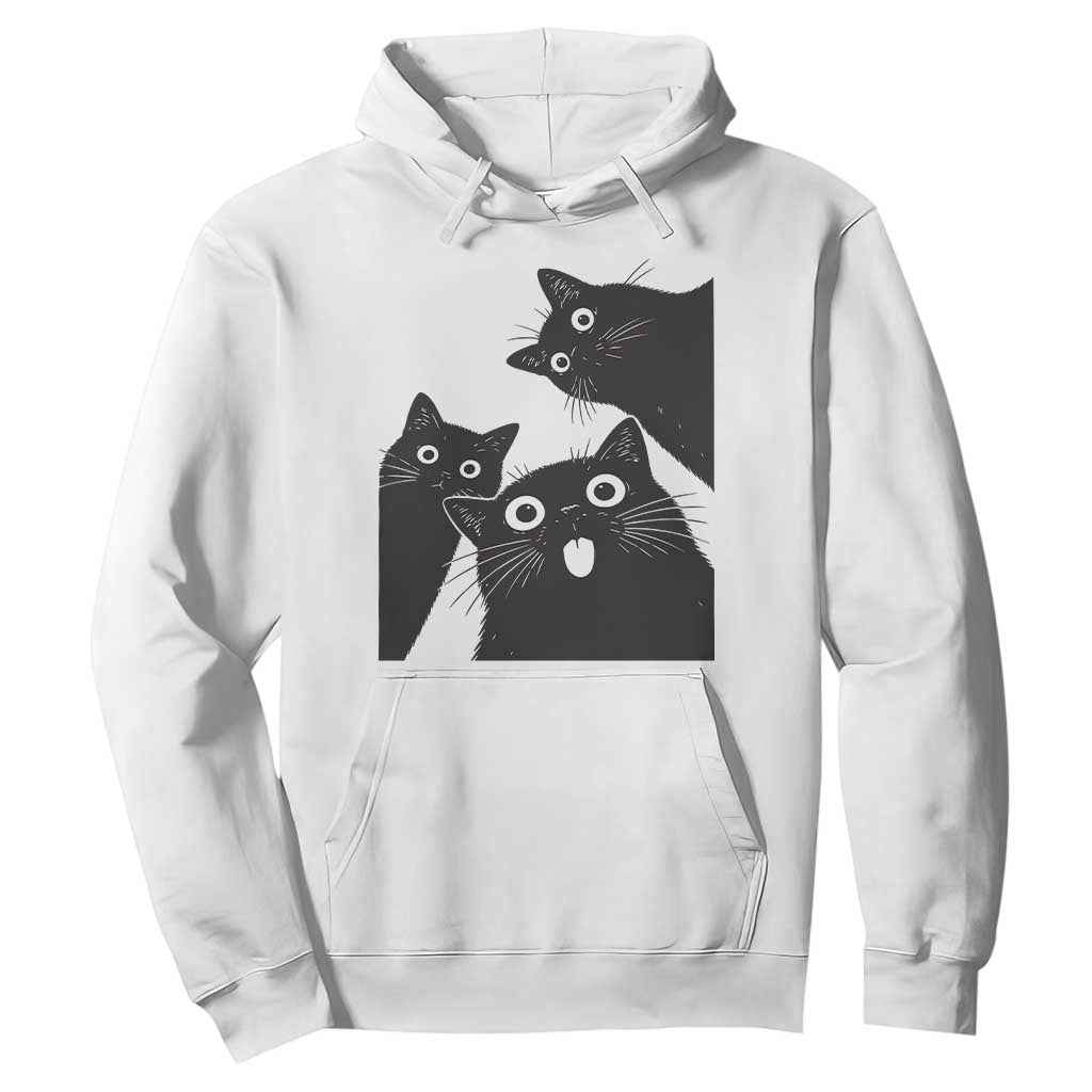 Funny Japanese Black Cat Is Watching You Hoodie Cat Lover TS12 White Print Your Wear