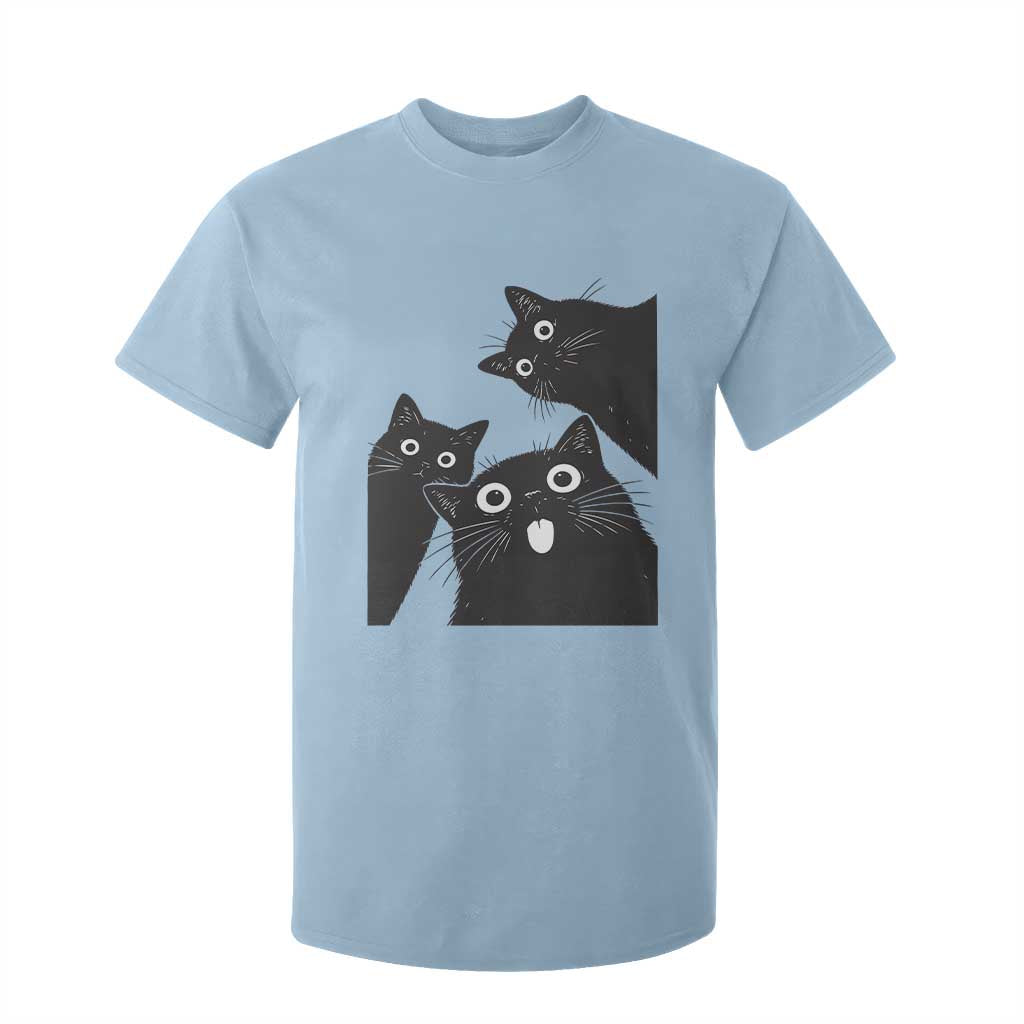 Funny Japanese Black Cat Is Watching You T Shirt For Kid Cat Lover TS12 Light Blue Print Your Wear