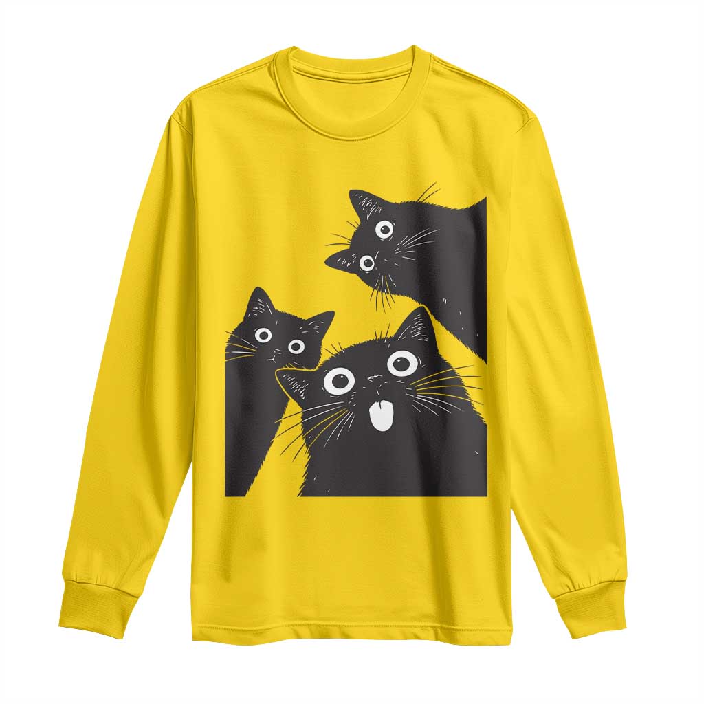 Funny Japanese Black Cat Is Watching You Long Sleeve Shirt Cat Lover TS12 Daisy Print Your Wear