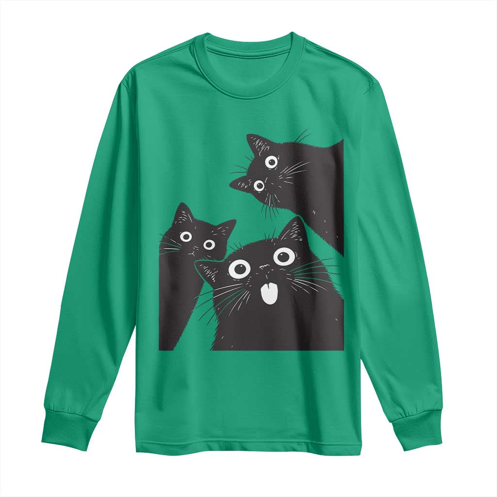 Funny Japanese Black Cat Is Watching You Long Sleeve Shirt Cat Lover TS12 Irish Green Print Your Wear