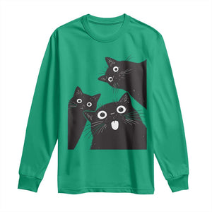 Funny Japanese Black Cat Is Watching You Long Sleeve Shirt Cat Lover TS12 Irish Green Print Your Wear