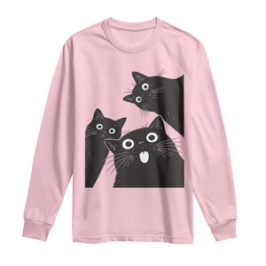 Funny Japanese Black Cat Is Watching You Long Sleeve Shirt Cat Lover TS12 Light Pink Print Your Wear