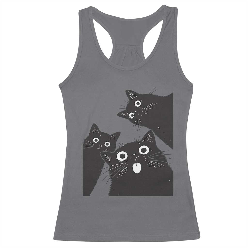 Funny Japanese Black Cat Is Watching You Racerback Tank Top Cat Lover TS12 Charcoal Print Your Wear
