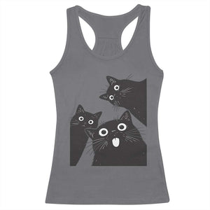 Funny Japanese Black Cat Is Watching You Racerback Tank Top Cat Lover TS12 Charcoal Print Your Wear