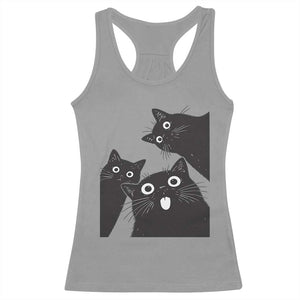 Funny Japanese Black Cat Is Watching You Racerback Tank Top Cat Lover TS12 Sport Gray Print Your Wear