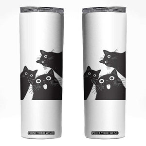 Funny Japanese Black Cat Is Watching You Skinny Tumbler Cat Lover TS12 White Print Your Wear
